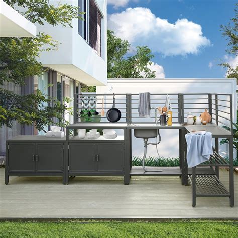Domi Outdoor Kitchen Series, 5-Piece Modular Kitchen, Aluminum Storage
