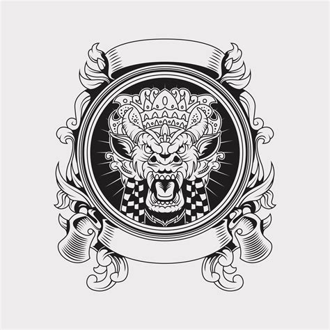 barong head template logo illustration 22425657 Vector Art at Vecteezy