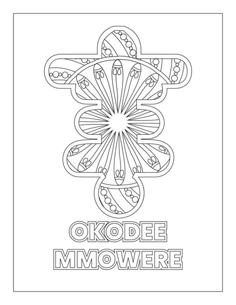 African Adinkra Symbols Coloring Page Okodee Mmowere 10553668 Vector