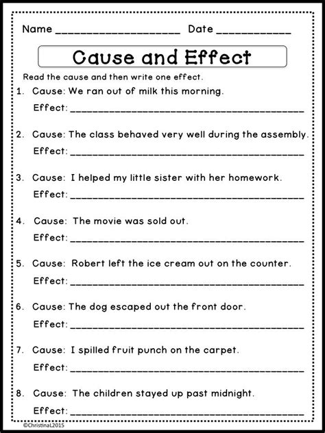 Cause And Effect For 4th Graders