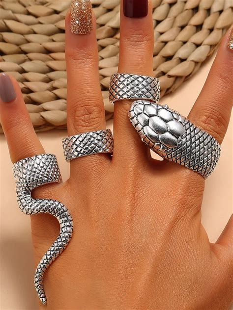 Gothic Dark Punk Style Snake Rings Sets