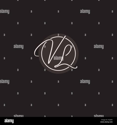 Initials Vl Logo Monogram With Simple Circle Line Style Vector Graphic