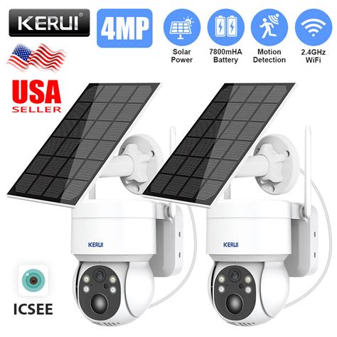 Kerui Home Security Camera System Solar Panel Ptz Wireless Mp