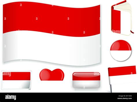 Indonesia Bandera Nacional De Indonesia Ilustración Vectorial 3