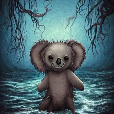 Sea Koala As A Monster Art Style Scary Atmosphere Stable Diffusion