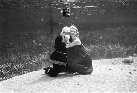 Florida Memory • Ginger Stanley Posing Underwater With Santa Claus At