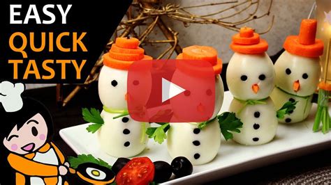 Egg Snowman How To Make Cute Diy Christmas Appetizer Cooking With