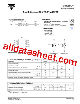 Si Bdy V Datasheet Pdf Vishay Siliconix