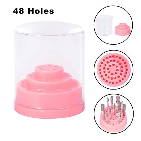 48 Holes Nail Drill Bit Holder Storage Case Stand Display