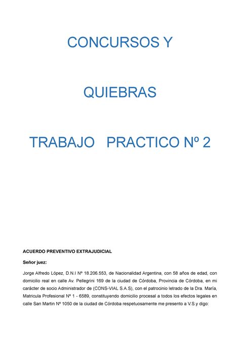 Trabajo Practico 2 Septiembre 2022 CONCURSOS Y QUIEBRAS TRABAJO