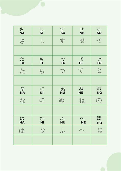 Intermediate Hiragana Katakana Practice Chart in Illustrator, PDF - Download | Template.net