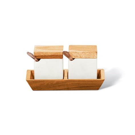 Two White Cubes In A Wooden Holder