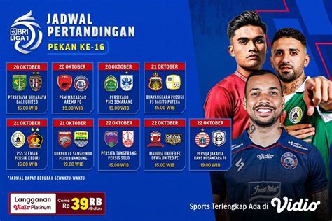 Jadwal Siaran Langsung BRI Liga 1 2023 2024 Pekan 16 Di Vidio 20 22