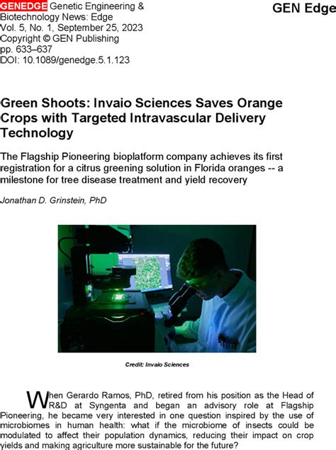 Green Shoots Invaio Sciences Saves Orange Crops With Targeted