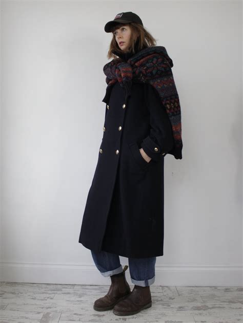 Windsmoor Navy Military Style Wool Cashmere Blend Coat Lila