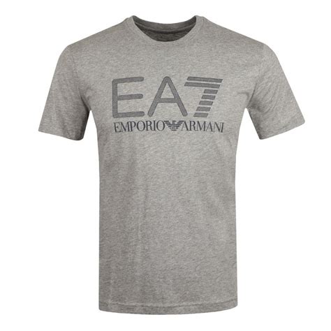 Emporio Armani Ea Cotton Printed Hex Logo Grey T Shirt Clothing From