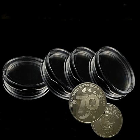 10PCS Display Cases 10X 25mm Coin Capsules Plastic Portable Clear Round