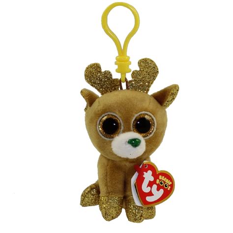 TY Beanie Boos - GLITZY the Reindeer (Glitter Eyes) (Plastic Key Clip ...