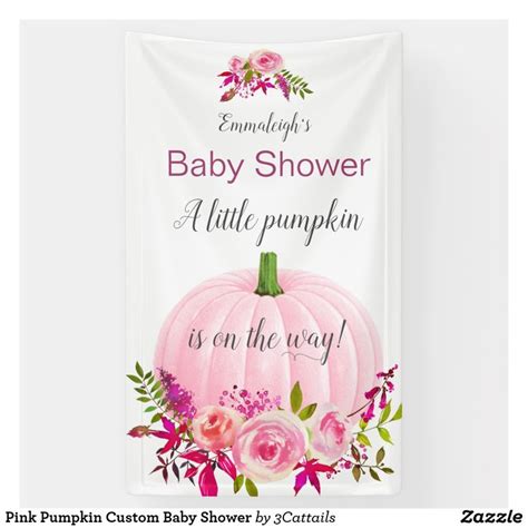 Pink Pumpkin Custom Baby Shower Banner | Zazzle | Custom baby, Pink ...