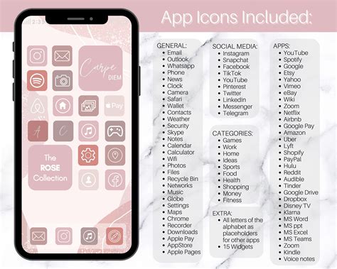 PINK App Icons iOS 14 App Icon Bundle Dusty Rose Pink 850 | Etsy