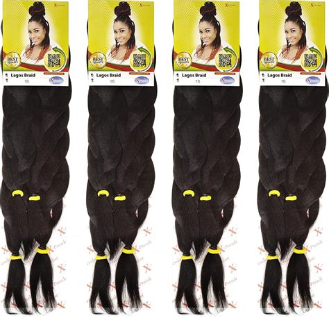 X Pression 1b 4 Pack Xpression Lagos Braid Pre Pulled Hair Extension 42″ And 46″ Pack Colour