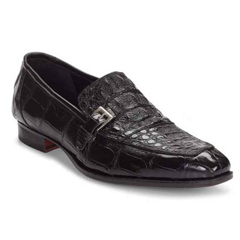 Mauri 4763 Broletto Crocodile Monk Strap Shoes Black