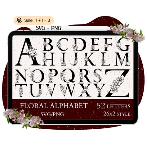 52 Floral Alphabet SVG Bundle, Floral Letter SVG, Letter File for ...