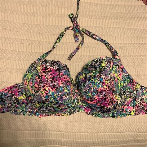 Victoria S Secret Swim Victorias Secret Dd Multicolor Swimsuit Scallop Halter Bikini Top