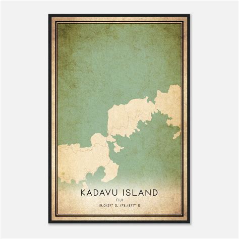 Vintage Kadavu Island Fiji Map Poster, Kadavu Island City Road Wall Art Print - Custom Maps ...