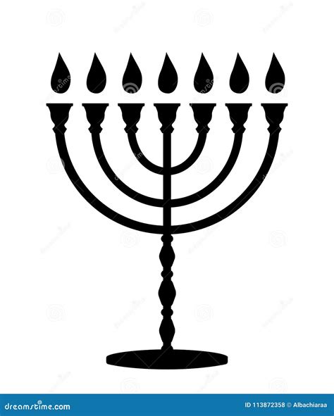 Menorah with Candles. Jewish Symbol. Black Vector Icon. Stock Vector ...