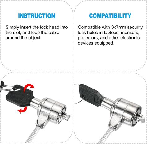 Patikil Laptop Cable Lock Ft Security Cable Hardware Anti Theft Lock