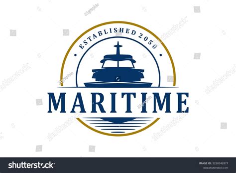 Maritime Ship Logo Design Rounded Shape Stock Vector Royalty Free