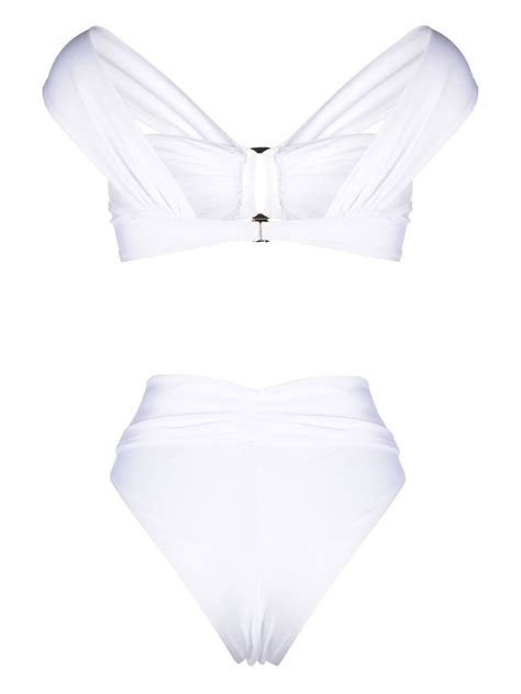 Noire Swimwear Gathered Detail High Waisted Bikini White FARFETCH