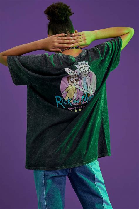 Black Woman Oversized Fit Licensed Rick And Morty Short Sleeve Crew