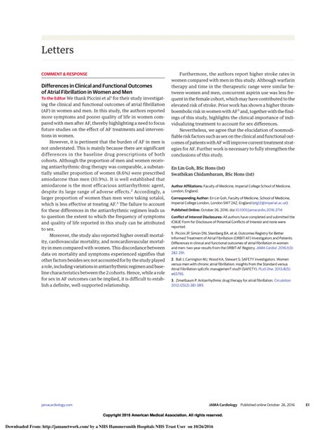 Pdf Differences In Clinical And Functional Outcomes Of Atrial