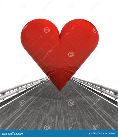 Isolated Highway with Red Heart Stock Illustration - Illustration of