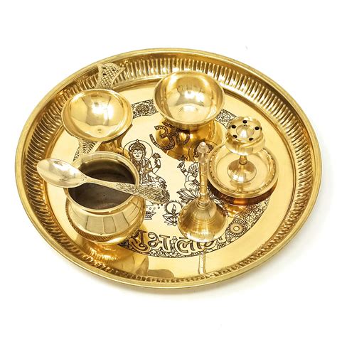 Buy Hashcart Brass Pooja Thali Brass Plate Indian Thali Aarti Thali