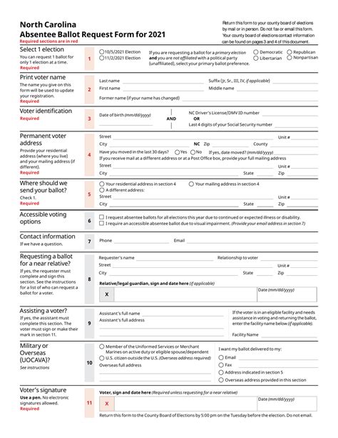 North Carolina Absentee Ballot Request Form Fill Out Sign