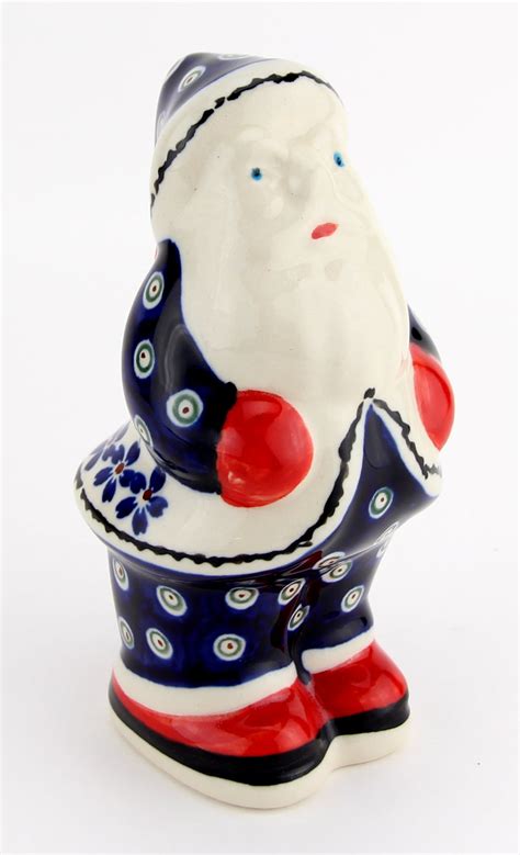 Polish Pottery Santa Claus Statue Zaklady Boleslawiec Poland Floral