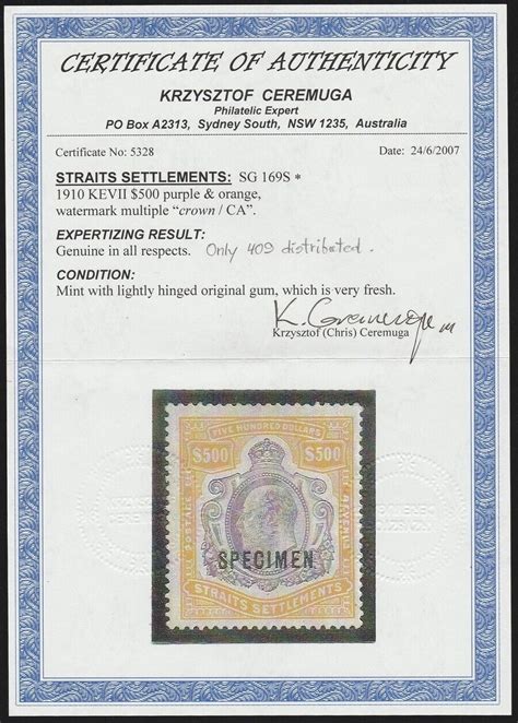 Straits Settlements Kevii Specimen Normal Cat