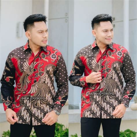 Jual Batik Joyoboyo Kemeja Batik Motif Manuk Tarung Shopee Indonesia