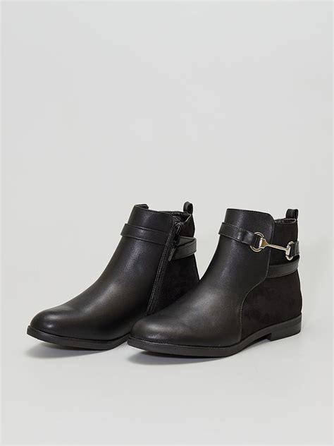 Imitatieleren Boots Met Gesp Zwart Kiabi