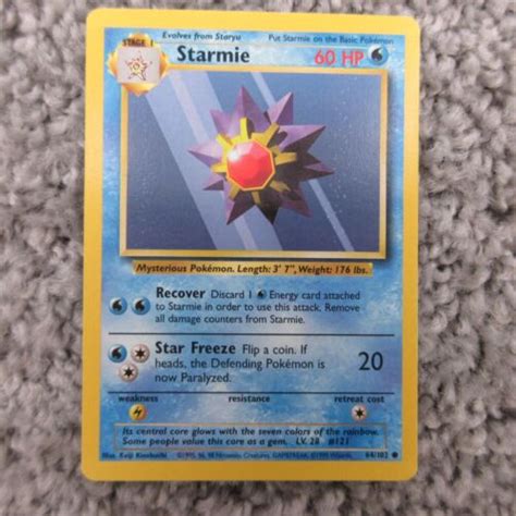 Starmie Base Set Unlimited Pokemon Card Tcg Vintage Wotc Common