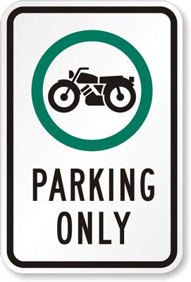 Parking Only Sign With Motorcycle Graphic, SKU: K-4601