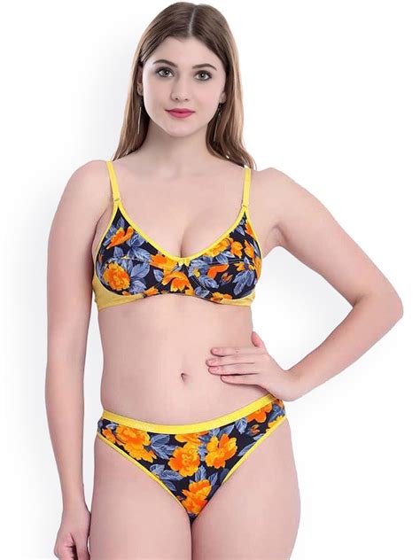 Buy Aamarsh Printed Cotton Lingerie Set AP Sunflower S Yellow 30