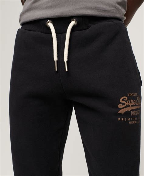 Mens Classic Vintage Logo Heritage Joggers In Jet Black Superdry