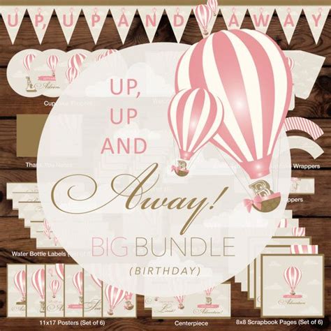 Up Up And Away BIRTHDAY Bundle Up Up And Away Party Bundle Hot Air Balloon Party Decorations