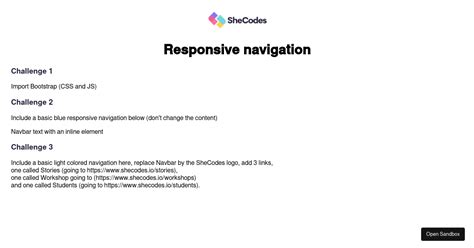 Responsive Navigation Challenge Forked Codesandbox