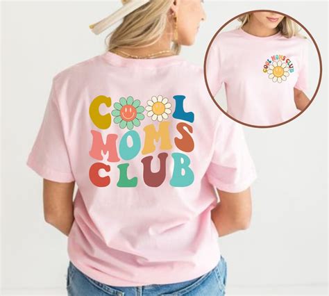 Retro Cool Moms Club Printed Front And Back Cool Mom Shirt Etsy