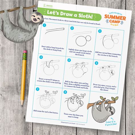 How To Draw A Sloth Printable Carrie Elle